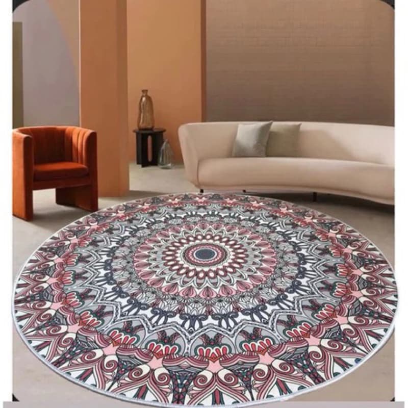 Tapete Sala Redondo 1,60x1,60 Antiderrapante Luxo Moderno Promoção