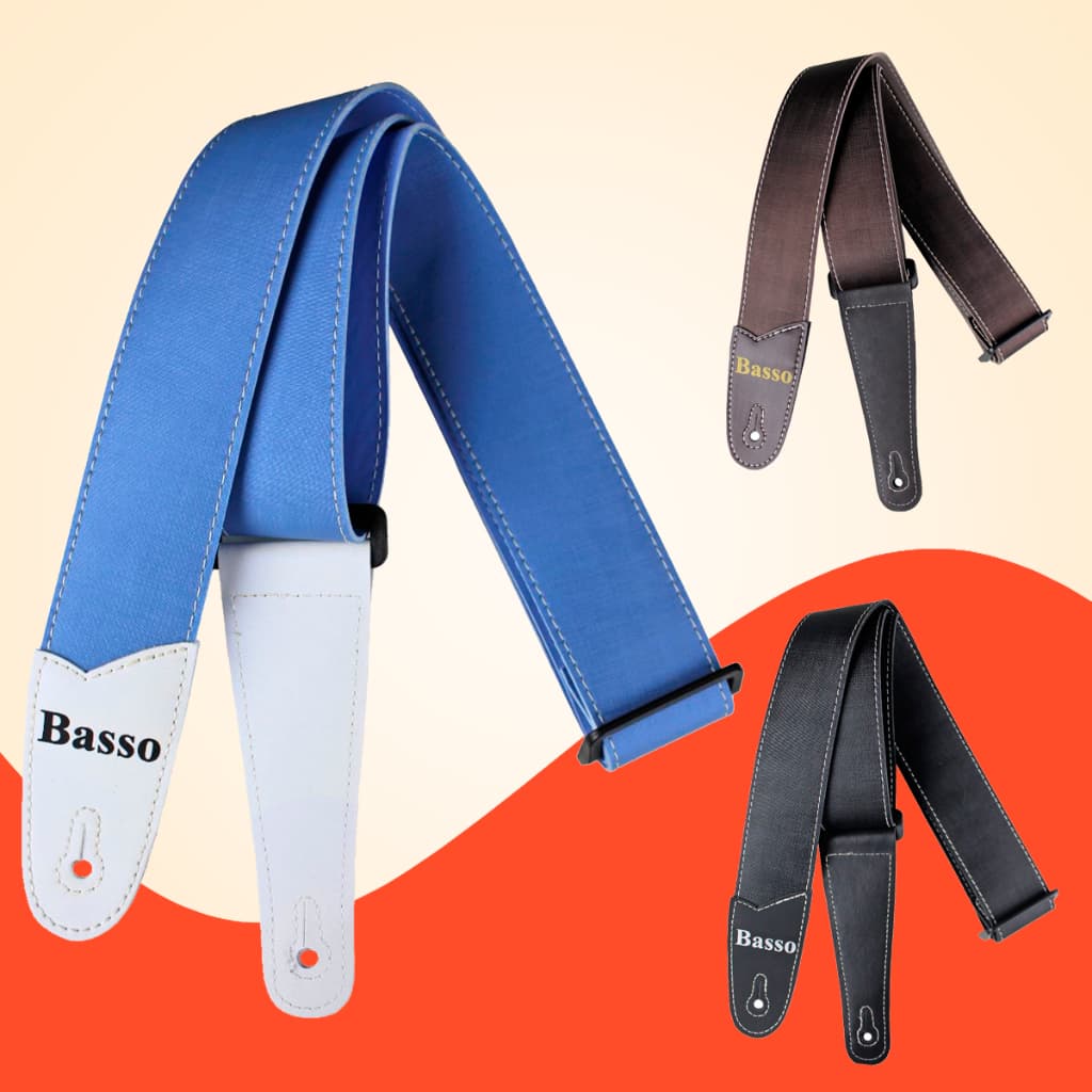 Correia Basso Violão Diversas Cores Premium Original Confortavel Com Ajuste Ponta Dupla Sintetica