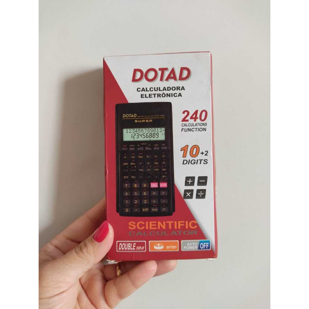 CCD1505 Calculadora Científica 12 Dígitos 240 Funcoes Portátil Com Capa Protetora preto