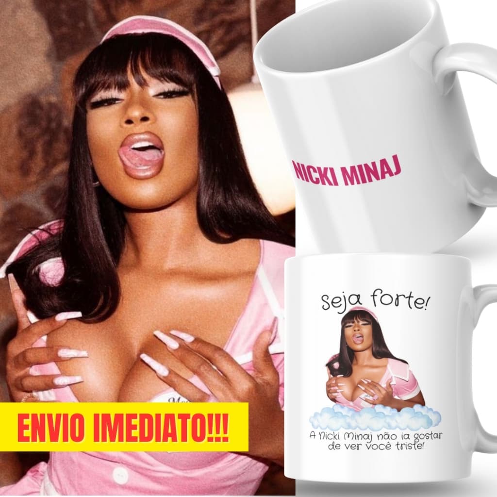 Caneca Xicara Porcelana 325ml Seja Forte Nicki Minaj Fã Fãs Personalizada Presente Decoração Casa