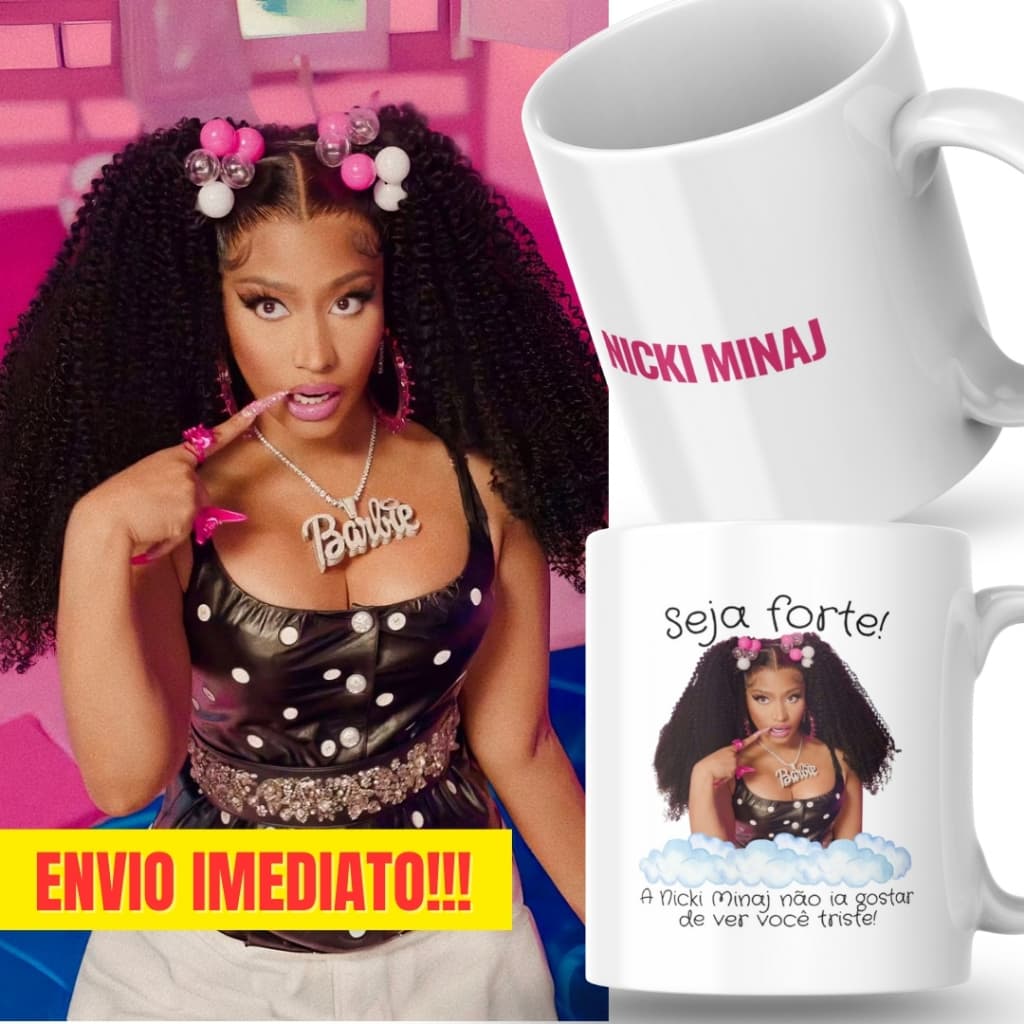 Caneca Xicara Porcelana 325ml Seja Forte Nicki Minaj Fã Fãs Personalizada Presente Decoração Casa