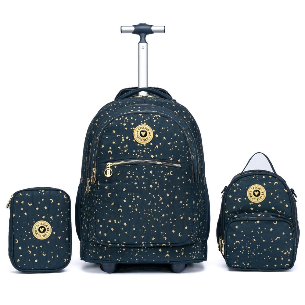 Kit Mochila Rodinhas Spector Escolar Lancheira Estojo Juvenil Menina 20L Antivazamento