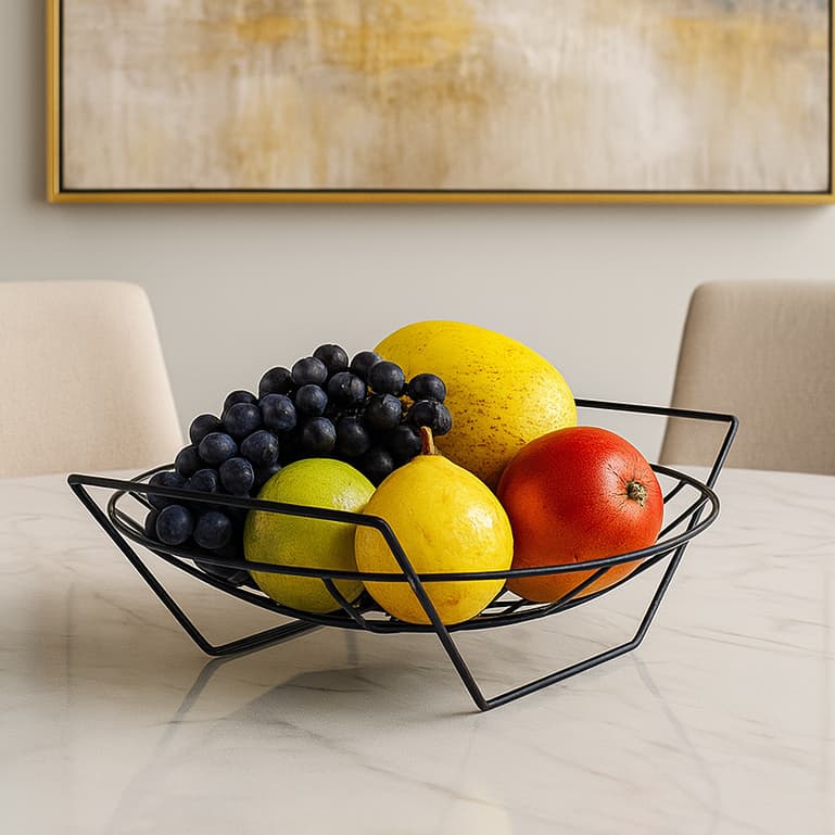 Fruteira de Mesa Aramada Preto Organizador de Mesa ou Bancada de Cozinha Design Moderno Águia