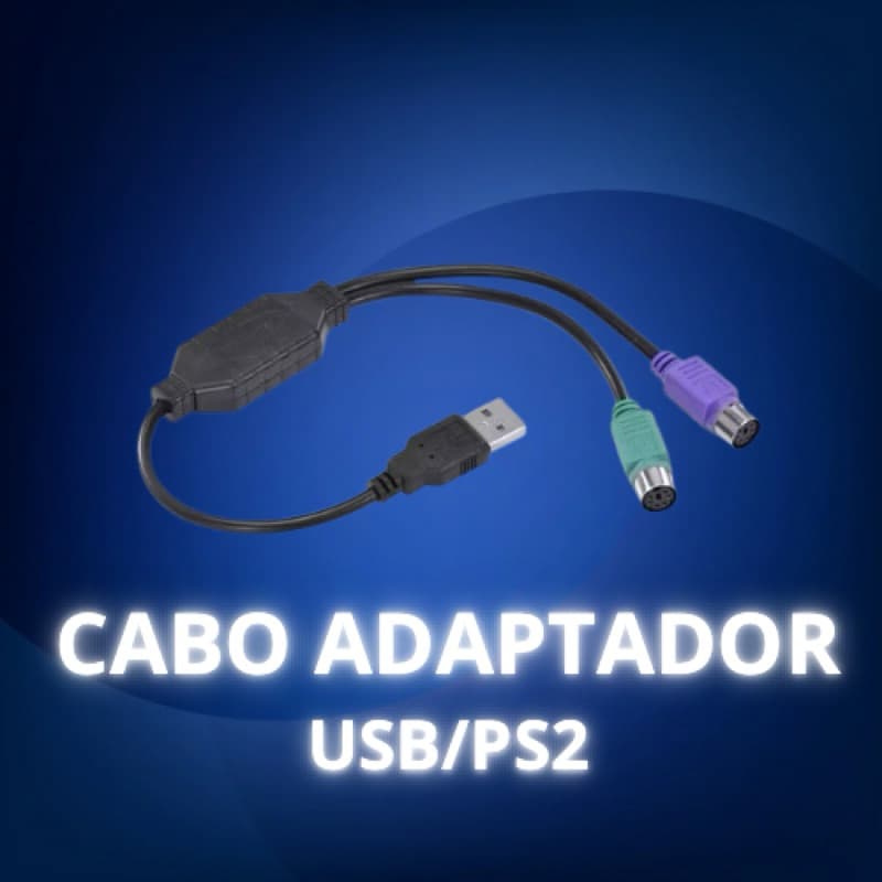 Cabo Adaptador USB para PS2 – Conecte Teclado ou Mouse PS2 no PC | Compatível com Windows e Linux