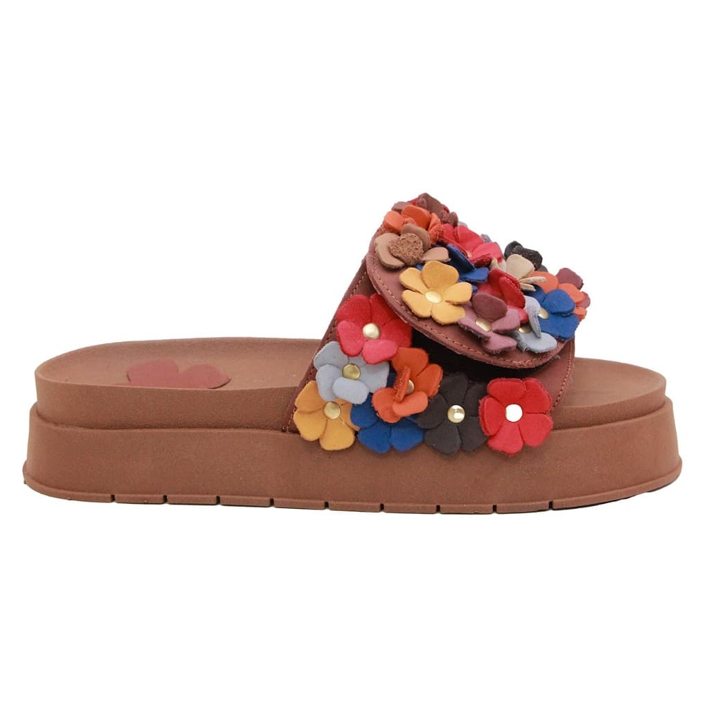 Sandália Feminina Couro Legitimo Papete Leve Moda Maria Flor
