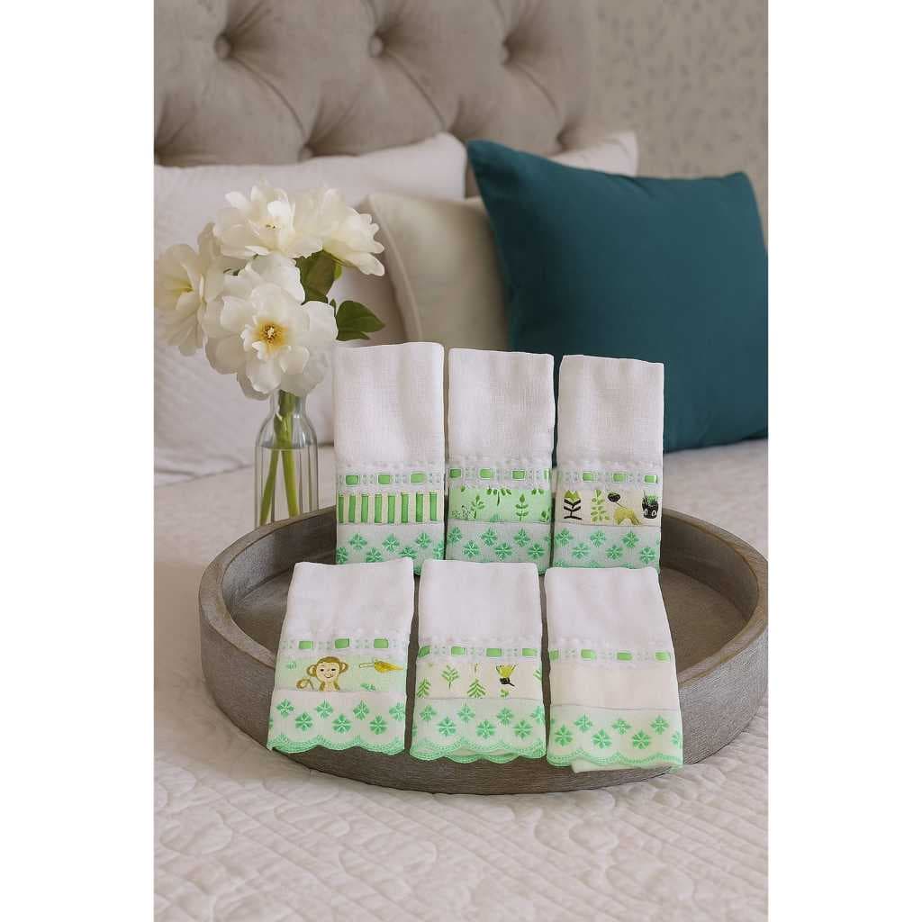Fraldinha de Boca Para Higiene Do Bebê Com 5 Unidades Enxoval Menina Menino Modelo Luxo Laise