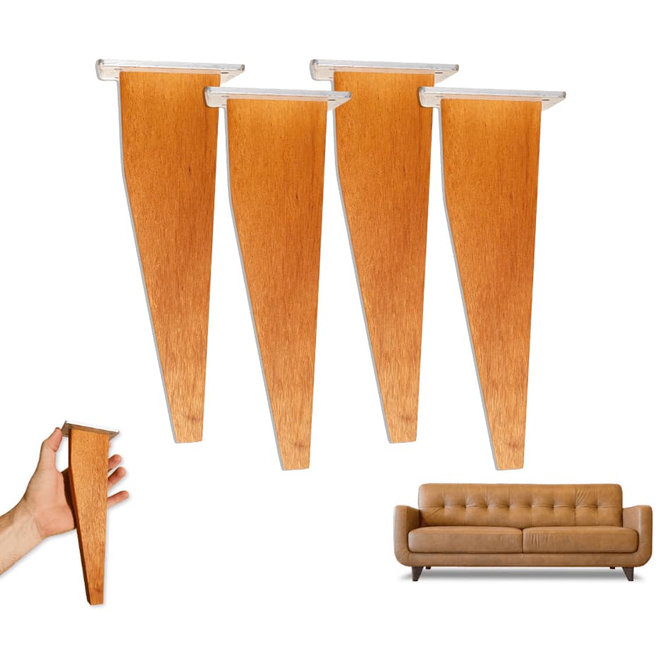 Pé Palito Rústico 25cm Para Móveis Madeira Maciça - Kit 4 Pc
