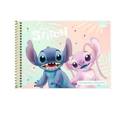 Nova capa  - Caderno cartografia capa dura 80 folhas, Stitch,Spiral l 1 UN