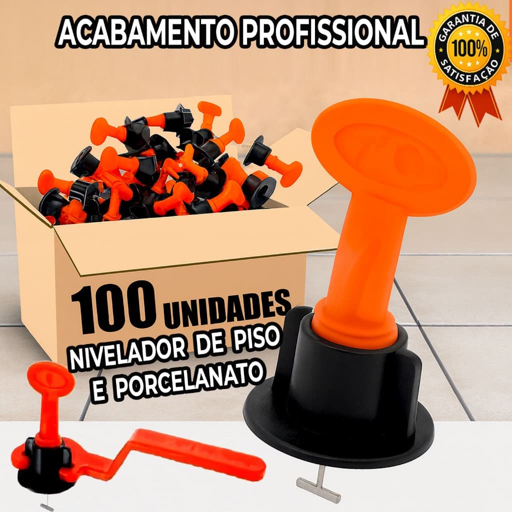 Kit 100 Un ou 50 Un Nivelador Rosca De Piso Porcelanato Cerâmica Espaçador Reutilizável Profissional