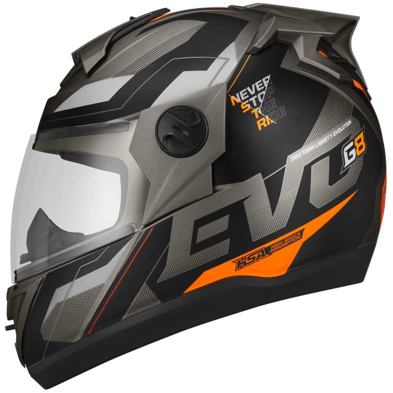 Capacete Fechado Pro Tork Evolution 788 G8 G 8 Evo GRAFITE CINZA LARANJA PRETO masculino feminino