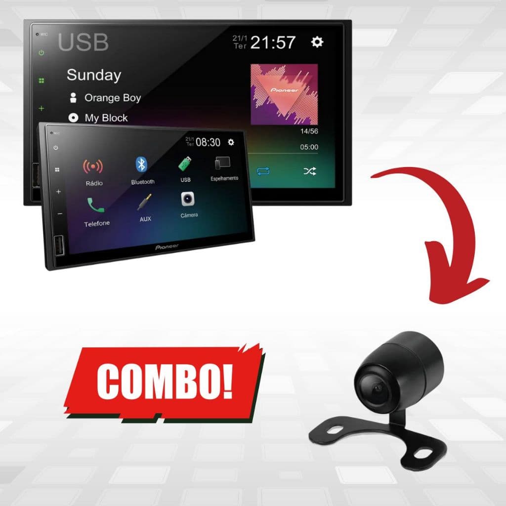 Multimídia Pioneer DMH-145BT 7' Pol - Espelhamento + Câmera De Ré Borboleta
