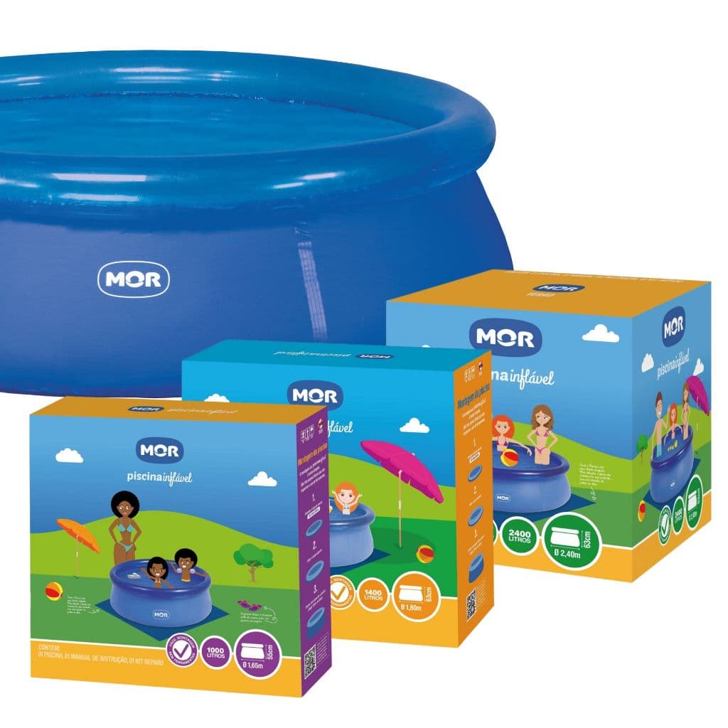 Piscina Infantil Inflável Splash Fun Mor – 1.000 L, 1.400 L, 1.900 L, 2.400 L e 4.600 L
