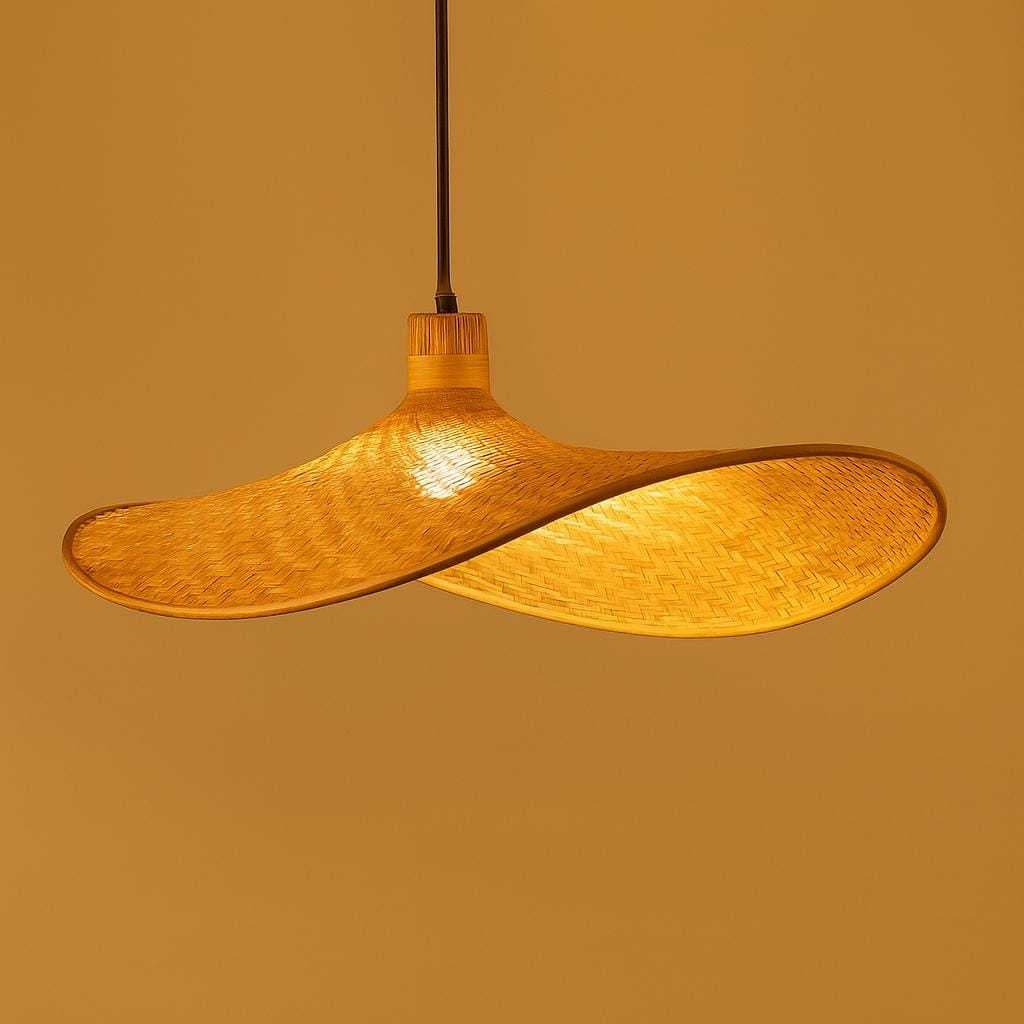 Pendente de Bambu Natural  Lustre Suspenso 30cmx20cm Cabo Ajustável 2m - Fonte do Led - Lançamento