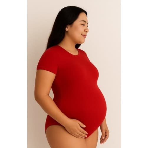 Body Gestante Feminino Manga Curta Gola Careca Verão Ensaio Fotografico  em Tecido Suplex Romantic
