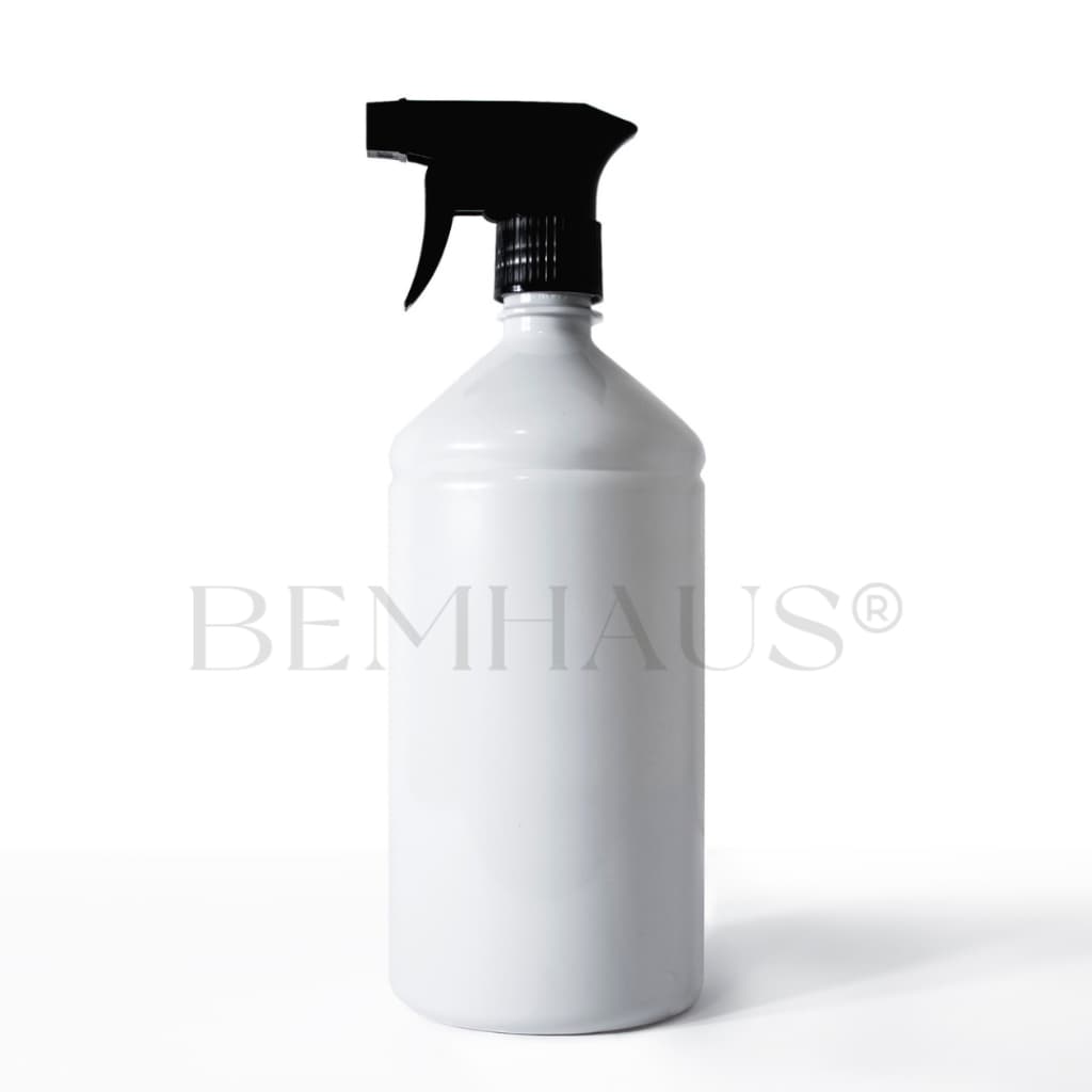 Frasco Branco com Válvula Borrifadora Gatilho Preto Borrifador 28/410- 1 litro
