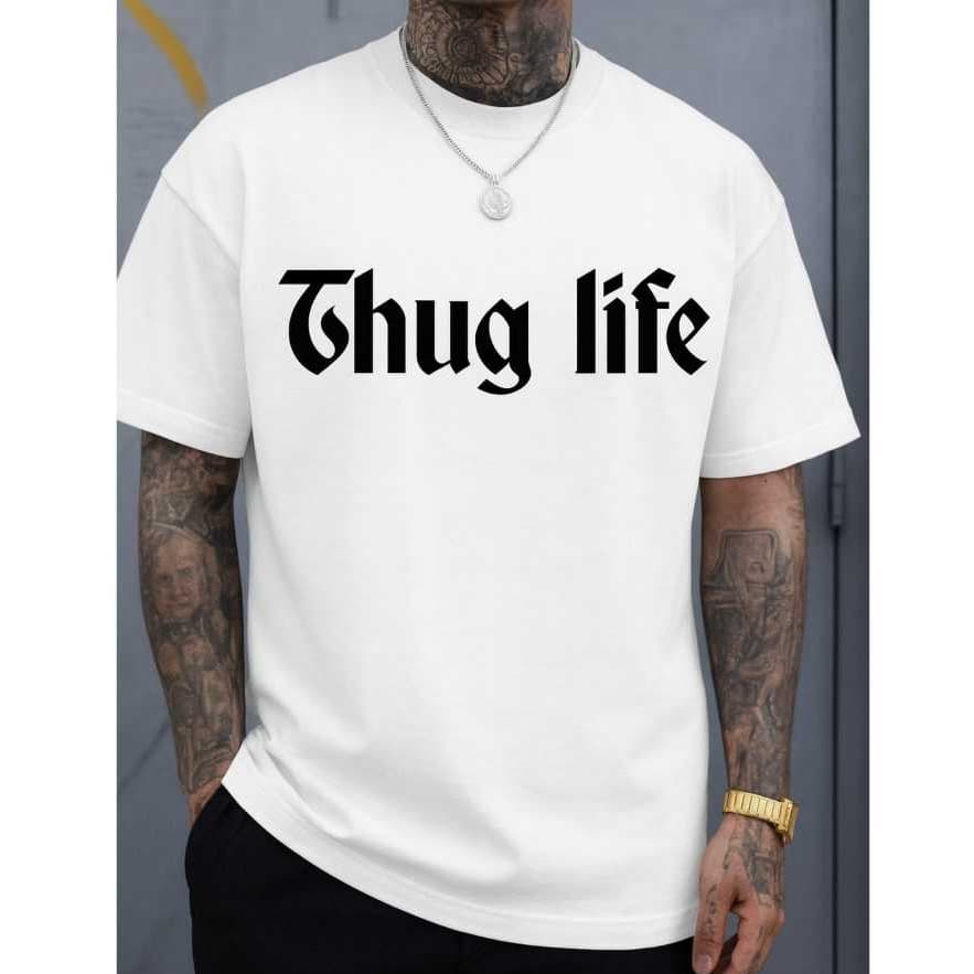 Camiseta Streetwear Thug Life Algodão Alta Qualidade Estampada