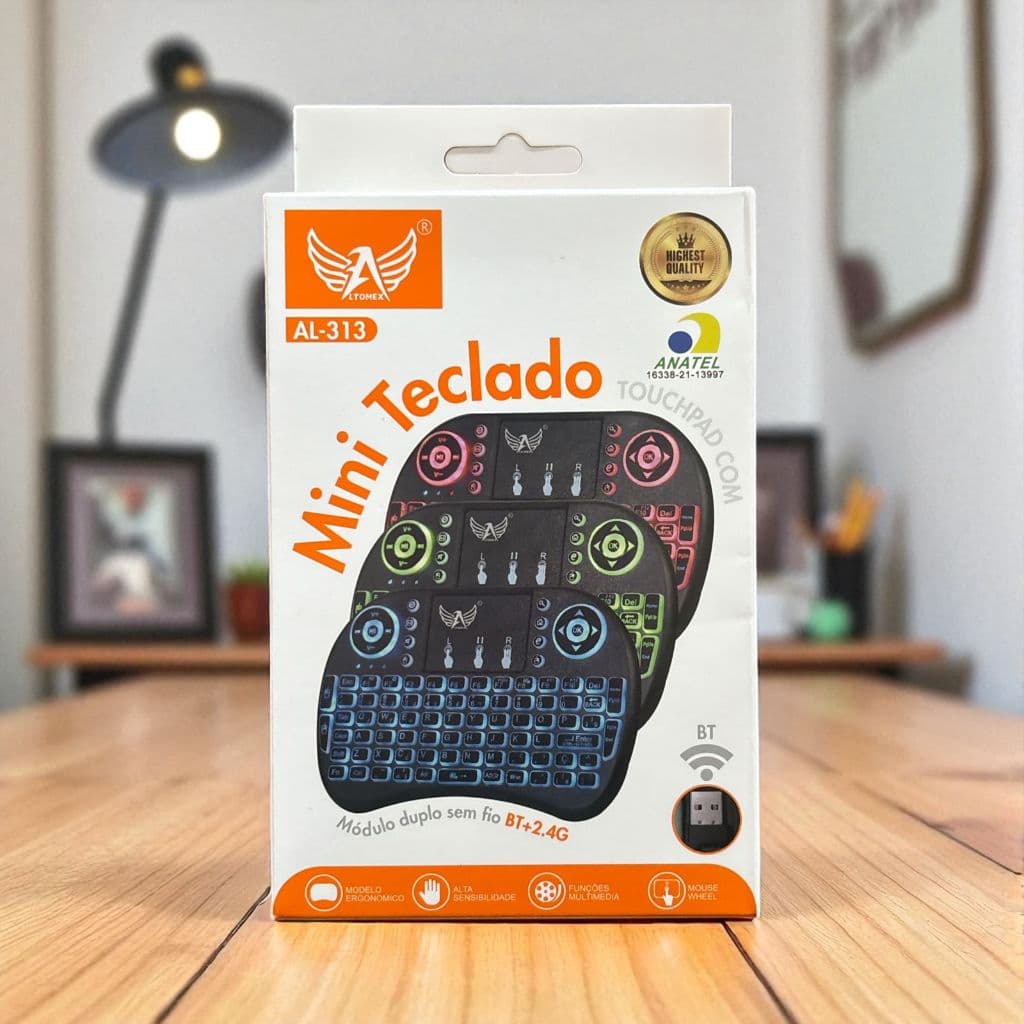 Mini Teclado RGB Controle Com Iluminação Para Smart Tv, Tablet, Xbox360/Ps3 Altomex Selo Anatel