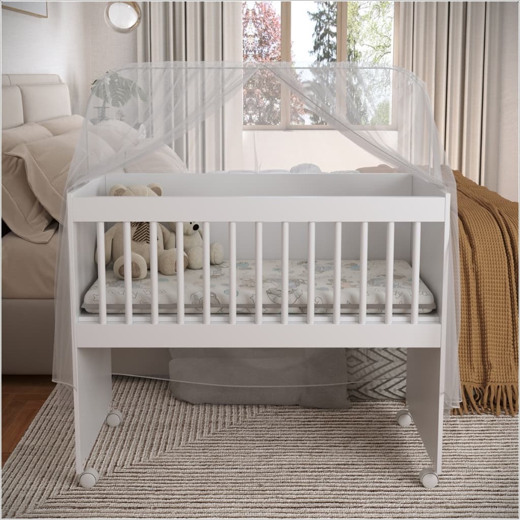 Mini Berço Moisés 5 em 1 MDF 100% com Colchão e Rodízios Ofertamo