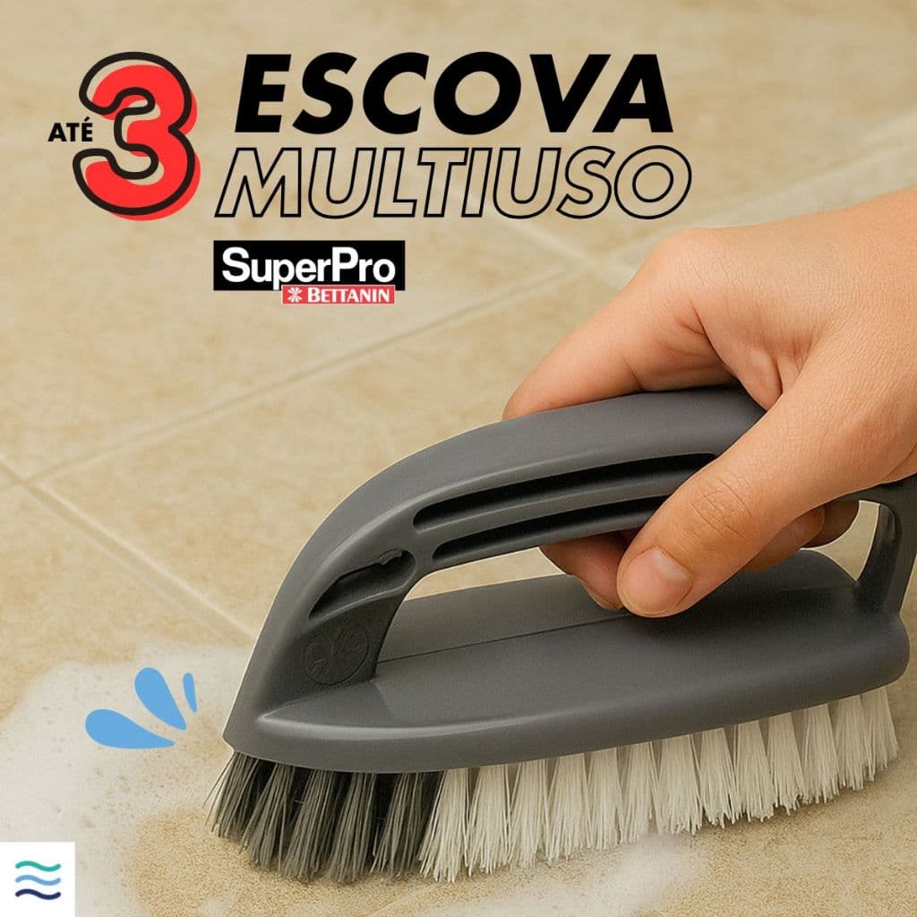 Escova de Limpeza Multiuso com Alça Cerdas Duras para Piso, Rejunte, Banheiro, Cozinha, Calçados Ergonômica
