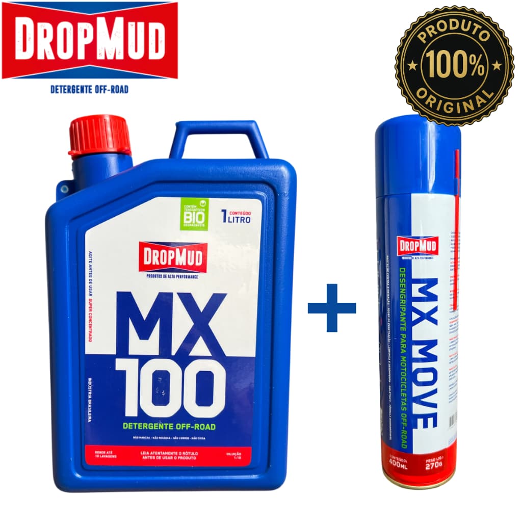 Kit 1 Shampoo DropMud 1L + 1 Desengripante MX Move Moto Trilha Limpeza