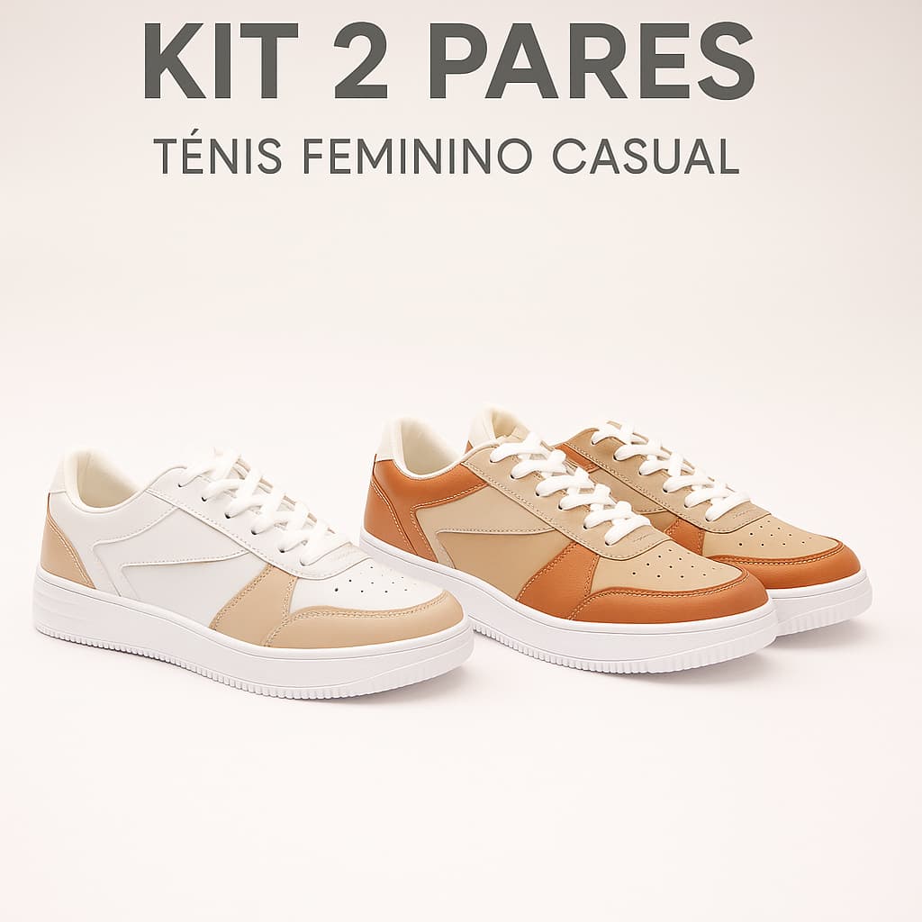 Kit 2 Pares Tênis Casual Solado Antiderrapante Elegante Minimalista - Promoção Envio Imediato