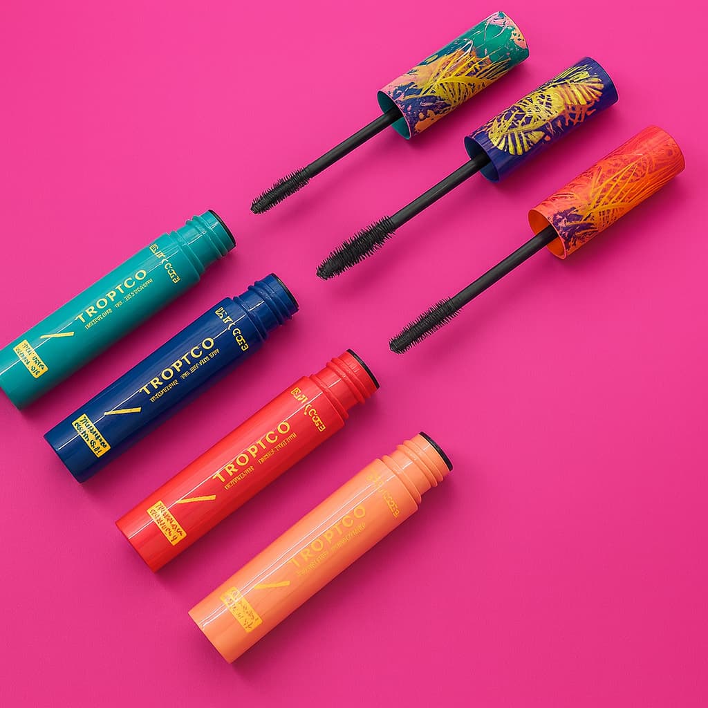 Máscara para cílios trópico definição curva e volume aplicador em silicone ruby rose