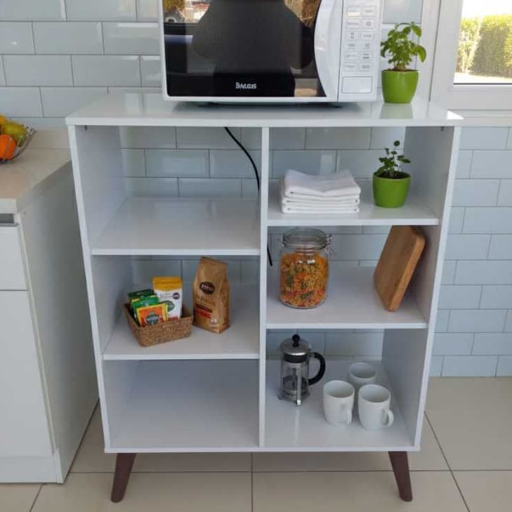 Armário Cozinha Para Microondas ou Forno Elétrico com Varias Prateleiras Branco