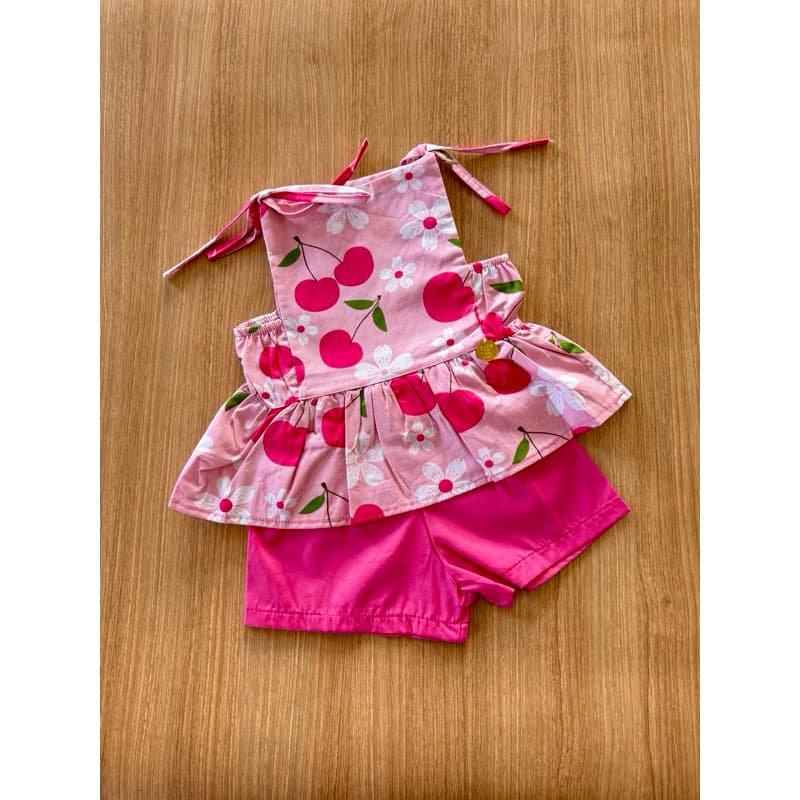 Conjunto menina bebê 6 - 12 meses tecido estampado