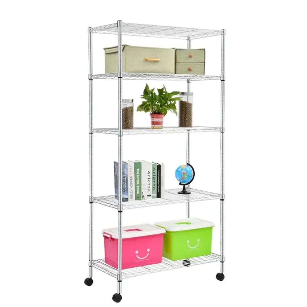 Estante de Aço | Cromado | 75x35x150 | Uteall | Com rodízios