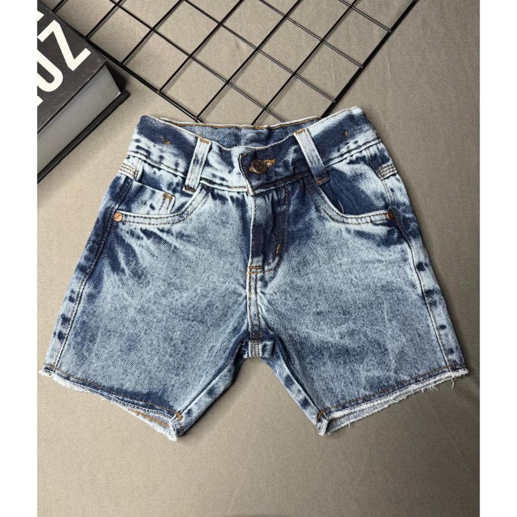 Bermuda Jeans Marmorizado Premium Mauricinho Menino Infantil Juvenil Masculina Opl Kids