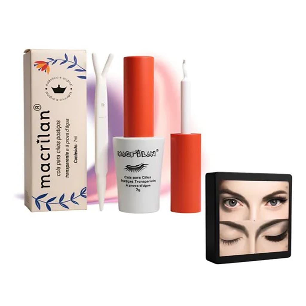 Kit 10 unis Cola para Cílios Transparente BRANCO a Prova D'água Macrilan CA001