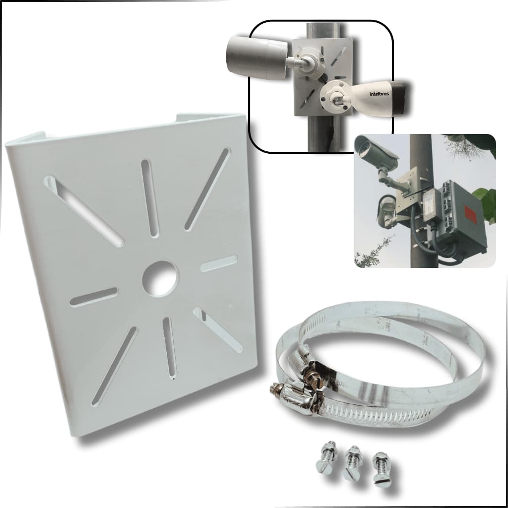 Suporte Para Câmera Speed Dome em Poste 2 mm | CFTV Segurança Externa  Intelbras Hikvision Universal