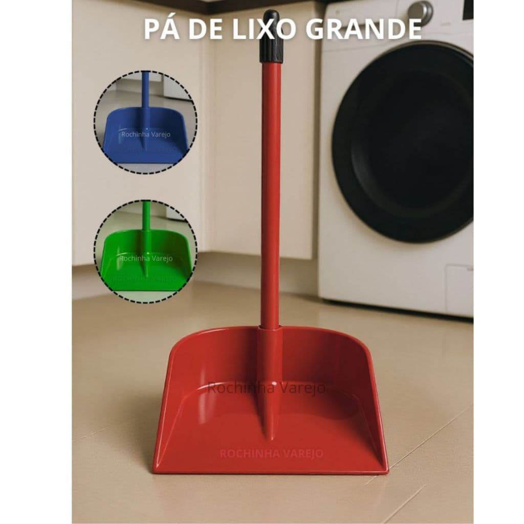 Pá De Lixo Grande Com Cabo De 60 Cm Reforçado