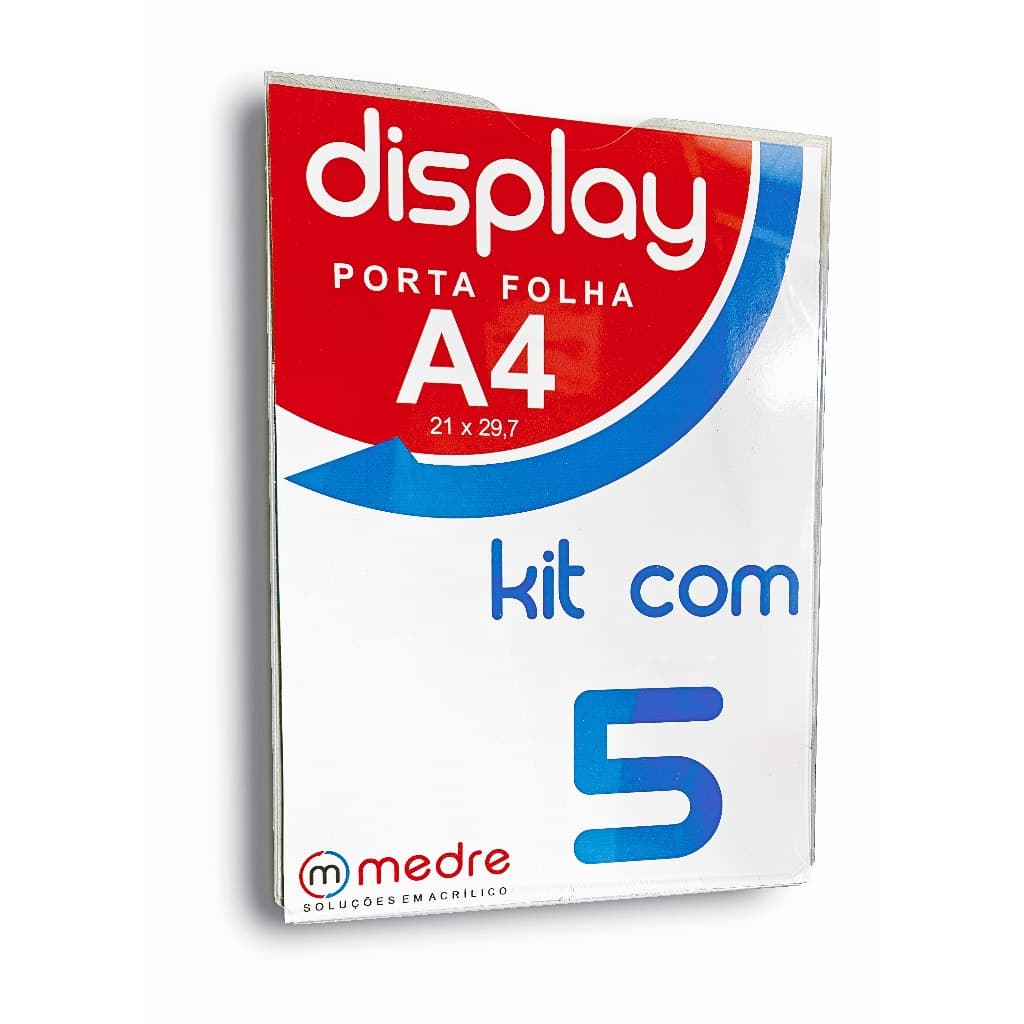 Kit com 5 Display Expositor Suporte não Acrilico tamanho A4 de parede ou porta com fita dupla face