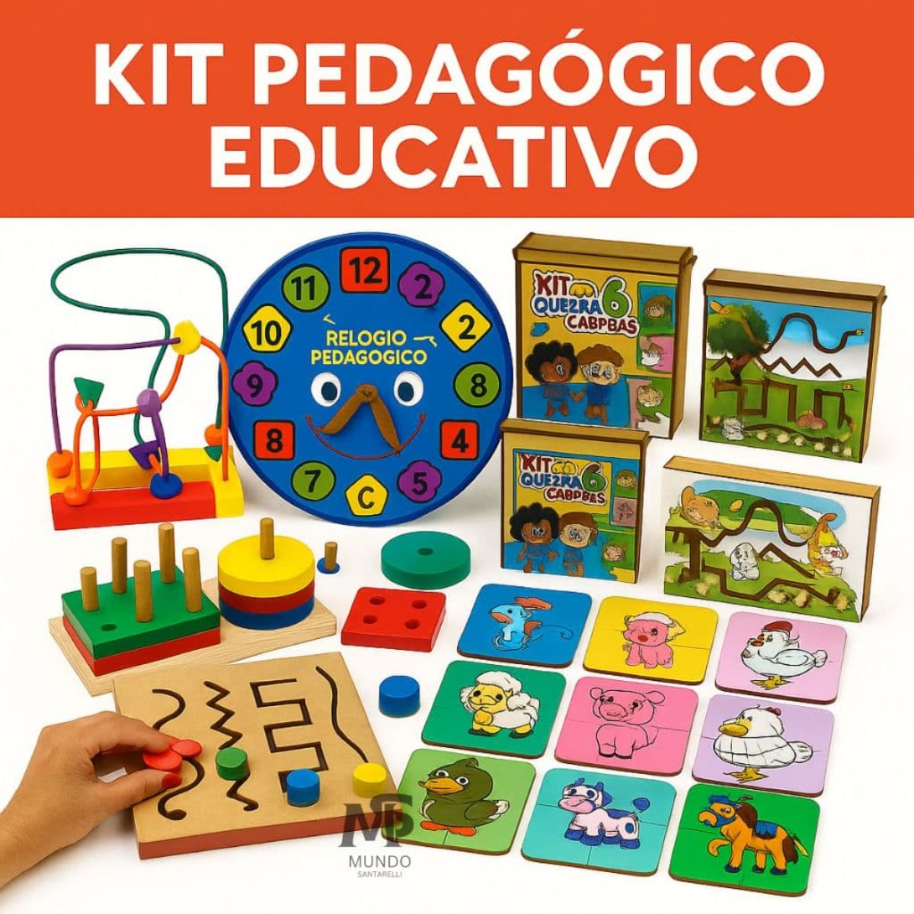 Kit 3 Brinquedo Educativo Pedagógico Infantil MDF Madeira Autismo TDHA Montessori Fonoaudiologia