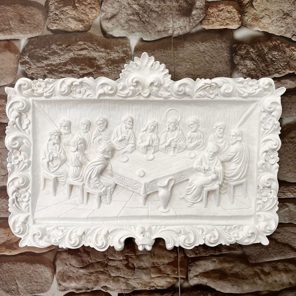 Quadro Moldura Santa Ceia de Parede Gesso Cru