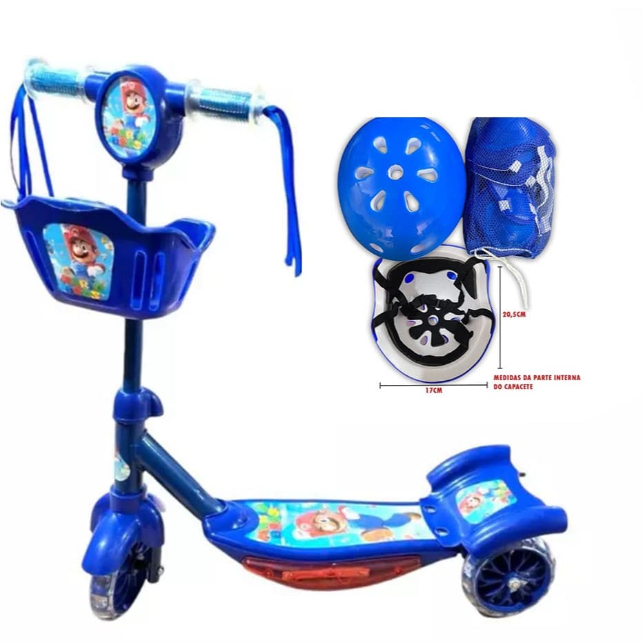 Patinete De 3 Rodas Meninos Com Led E Musical Presente Dia Dos Criancas