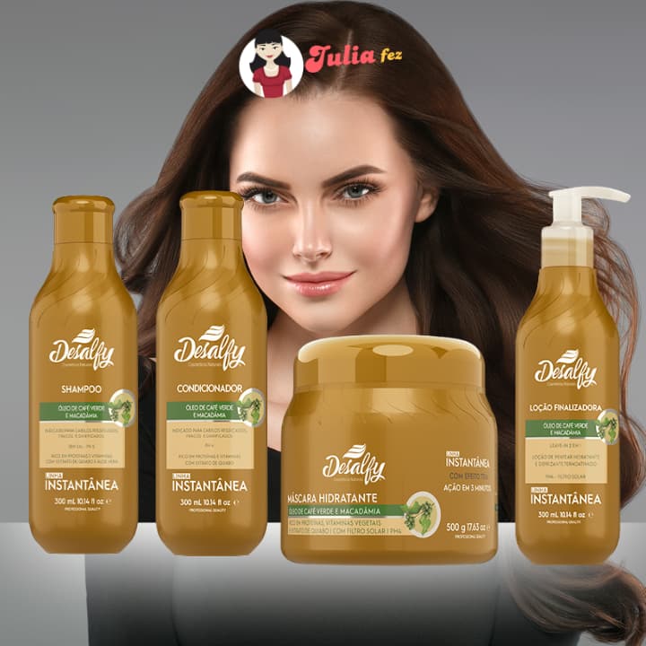 Kit Linha Tratamento Instantâneo Desalfy Hair Com Óleo De Café Verde e Macadamia