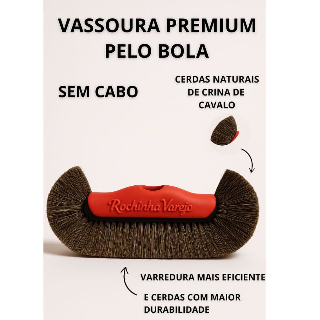 Vassoura de Pelo Bola Crina Original SEM CABO Crina 100% Natural para Pisos Delicados