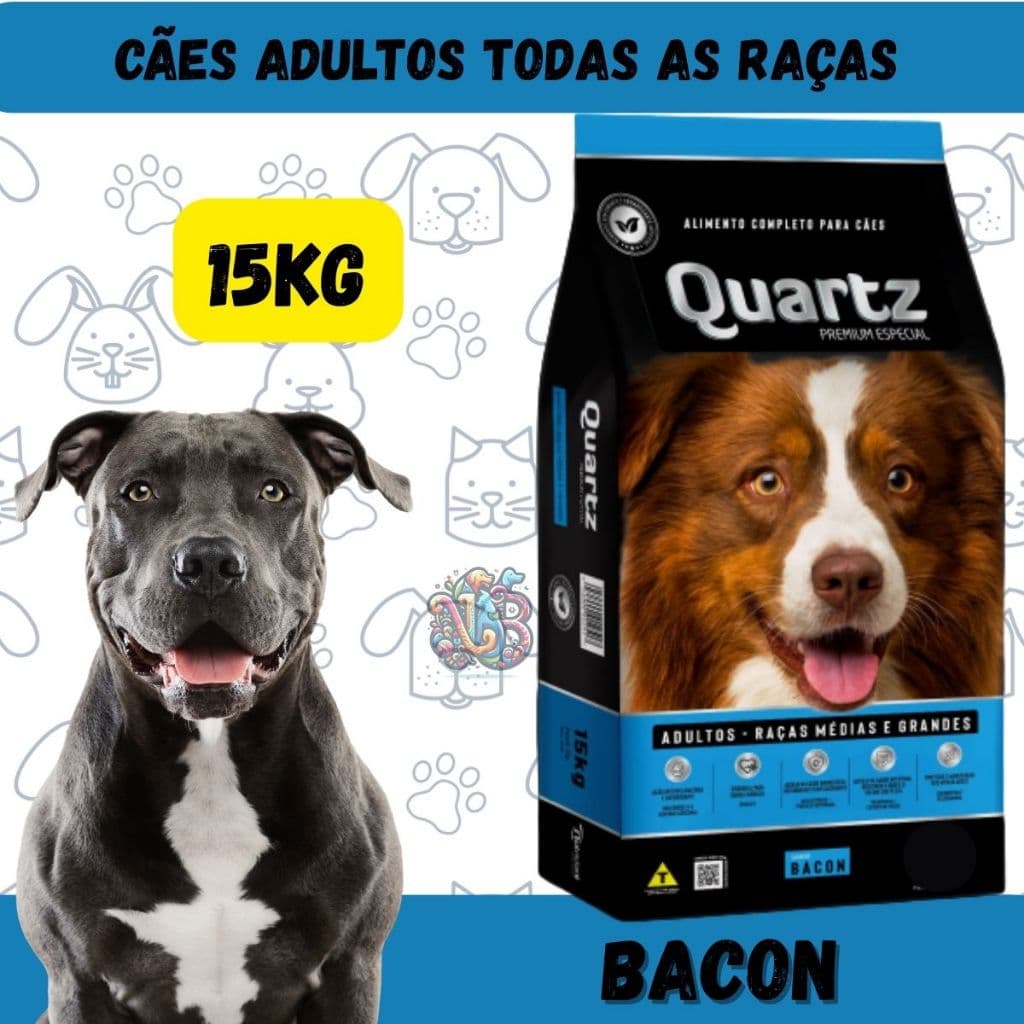 Quartz Ração Premium Especial Cães Adultos Bacon 15kg