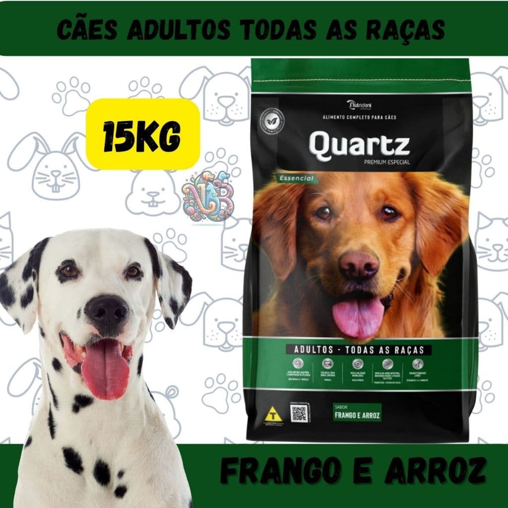 Quartz Ração Premium Cães Adultos Essencial Frango e Arroz 15kg