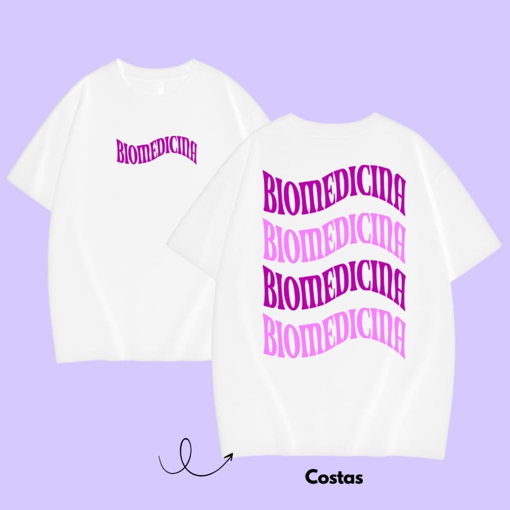 Camiseta curso de Biomedicina Universidade Estudante Profissões Área da Saúde 100% algodão