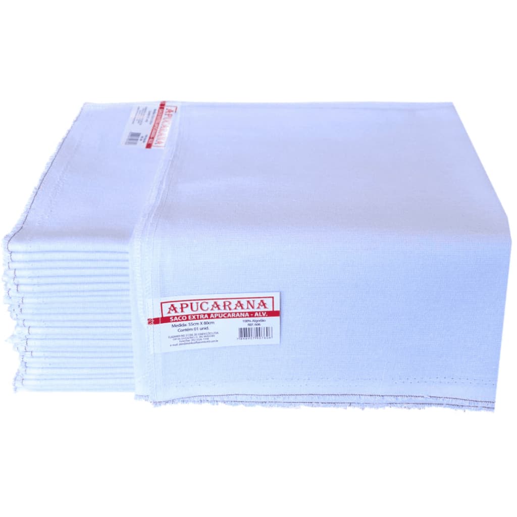 Saco Alvejado Apucarana 55x80 - 25 unidades 170g / 385g/m2 Trama Fechada Super Absorção Resistência
