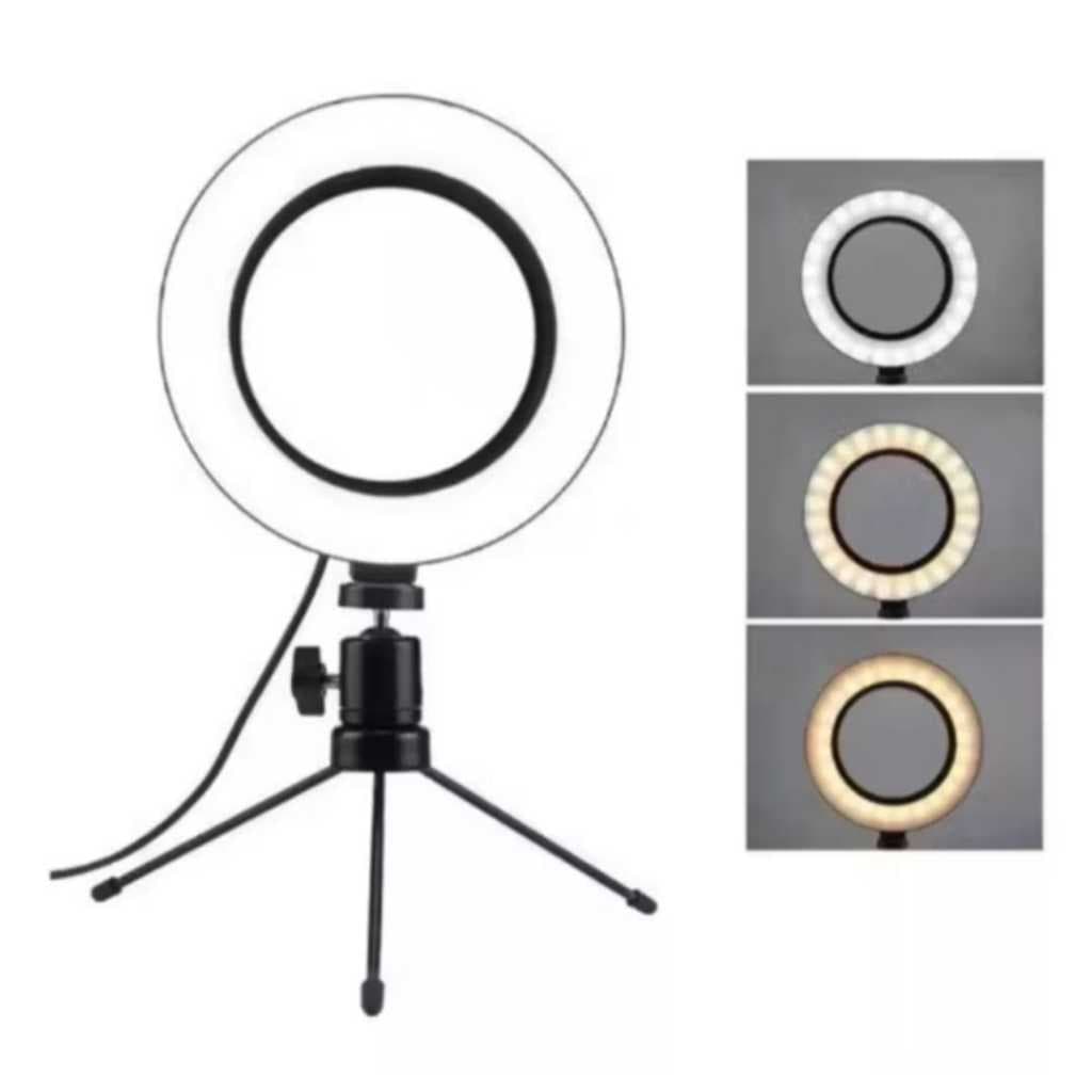 Ring Light Led Mesa Iluminador Pequena Tripé 6 Polegada 16cm Promoção
