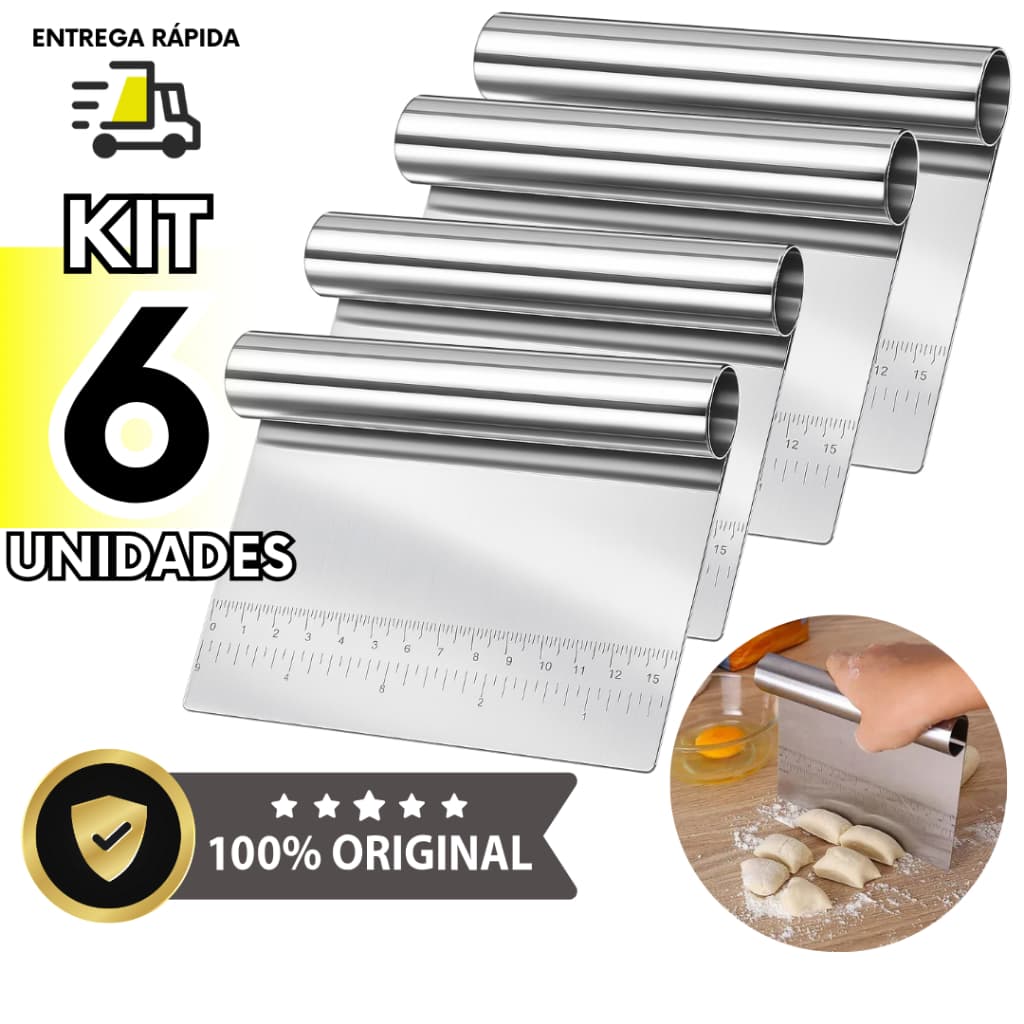 Kit 6 Espátulas Culinária Inox Tubular Cortador De Massas Pizza Legumes Cozinha Profissional