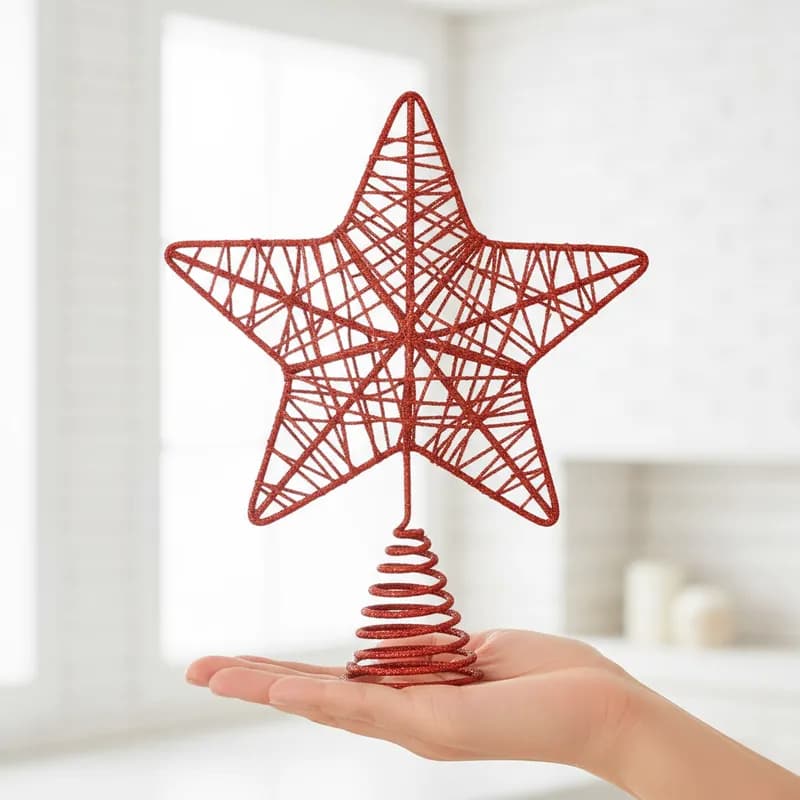 Estrela De Natal Ponteira Glitter Enfeite Topo Árvore 20 Cm