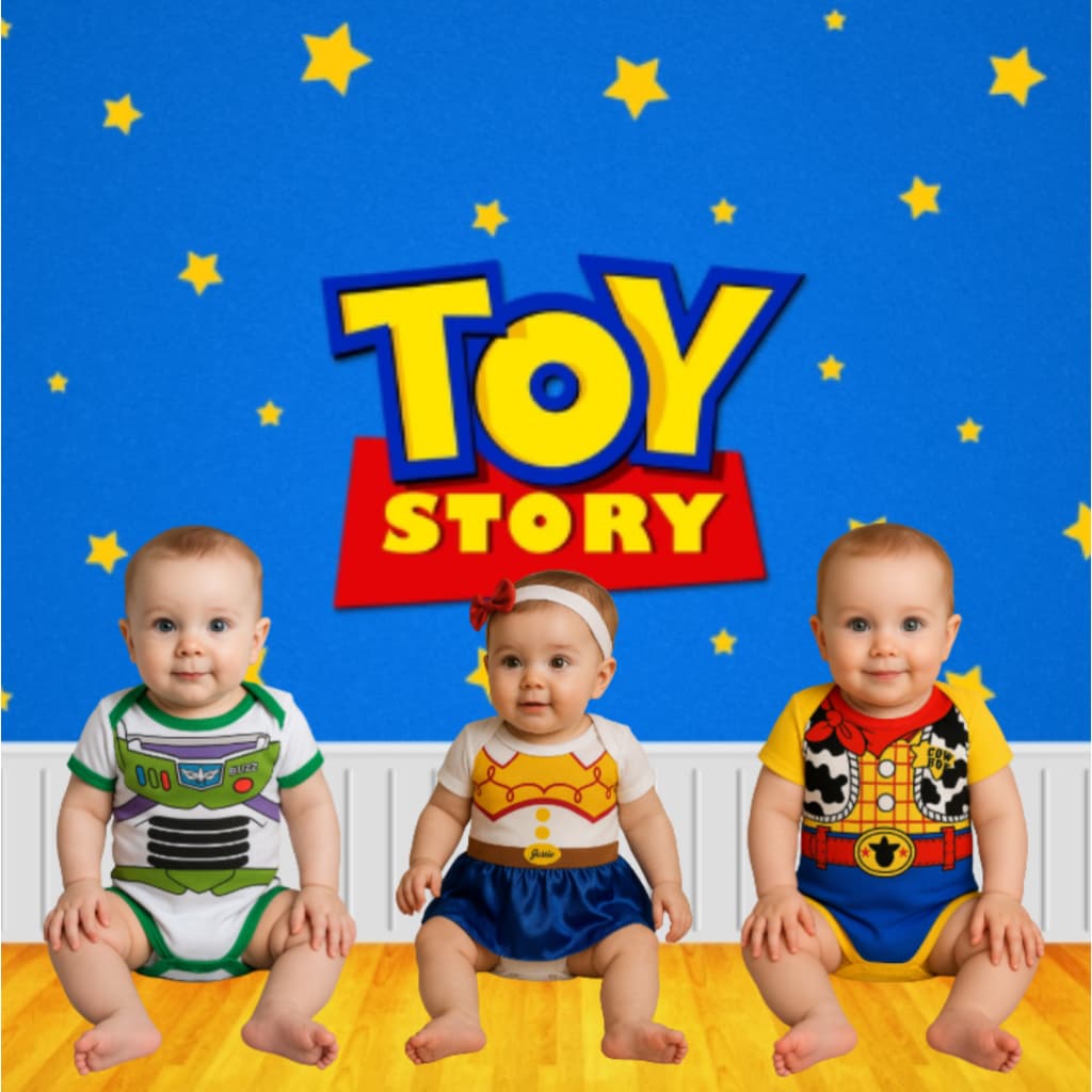 Body Bebê Temático Buzz , Woody, Jessie - Toy Story