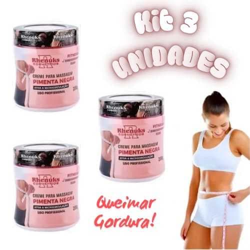 Creme Para Massagem Pimenta Negra Emagrecedor Estrias e Celulite Perda De Medidas