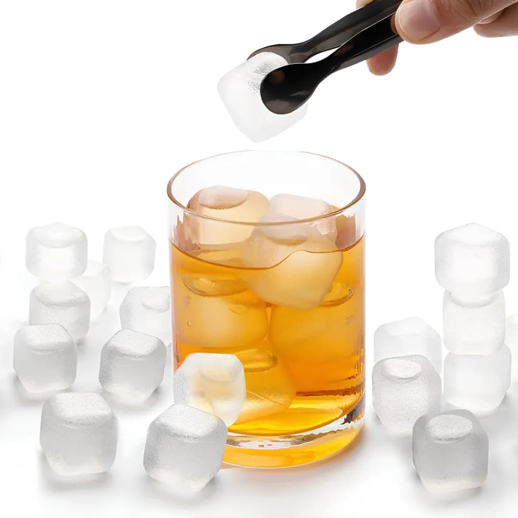 Kit com 12 Gelos Artificiais Reutilizáveis Transparente – Ideal para Bebidas, Drinks e Festas