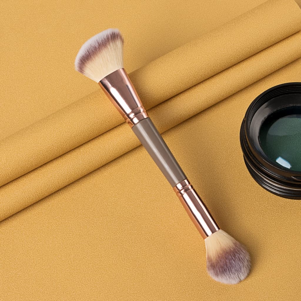 Pincel De Maquiagem Cor Champanhe Contorno De Ponta Dupla Blush Macio E Não Absorve Pó